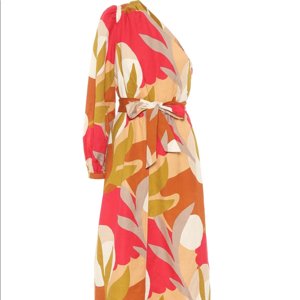 Rebecca Vallance Sangria Print One-Shouldered Midi Dress